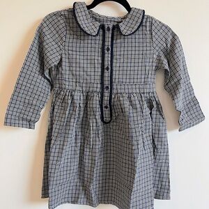 Classic Navy Checkered Kids Dress